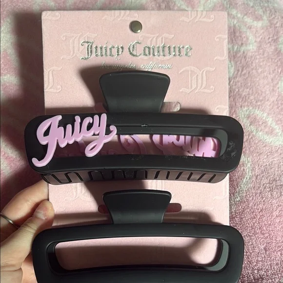 Juicy Couture Pink and Black Hair Clips Set - Picture 4 of 5